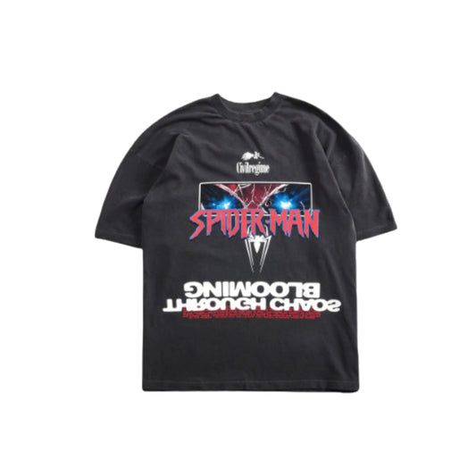 Civil Regime x Spiderman Crawling Through Chaos American Classic Oversized Tee - Vintage Ashes