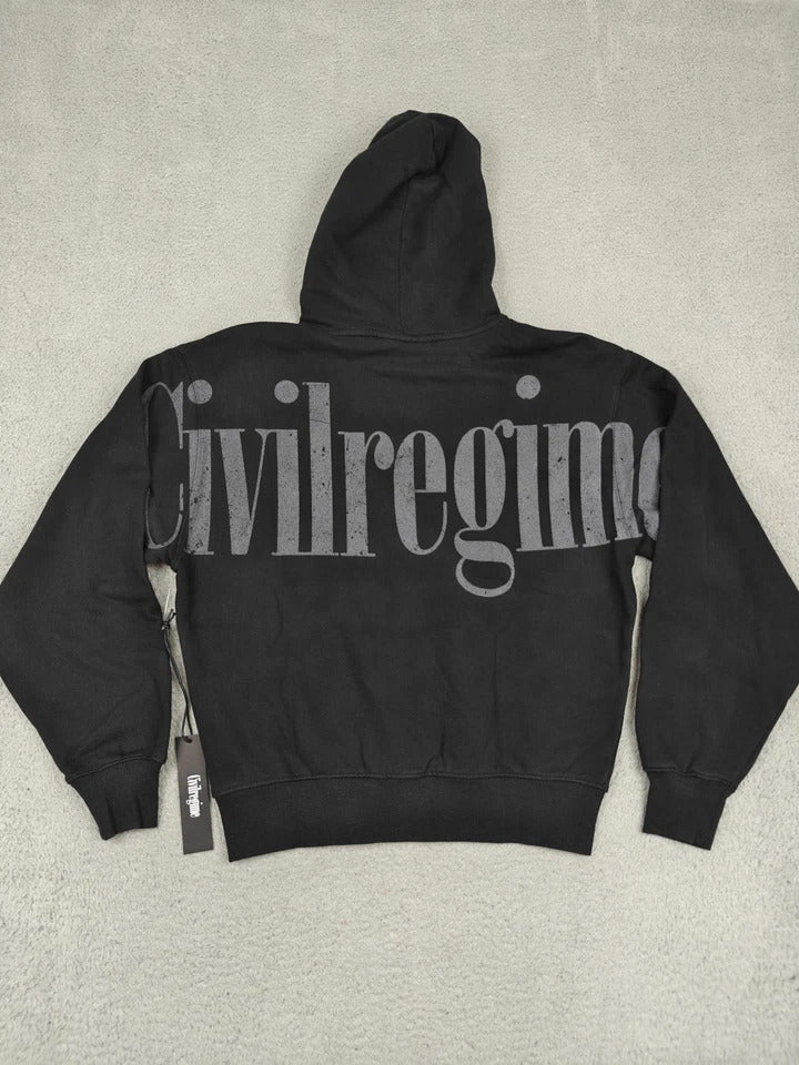 Civil Regime Concrete Rose Snap Hoodie - Black