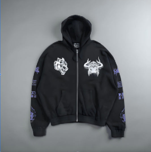 Us Vs. Them "Vintage Chambers" Zip Hoodie - Black | Size Large