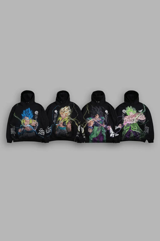 Darc Sport Broly VS Gogeta "Side-By-Side" Pierce Hoodie Box Set in Black | Size Medium